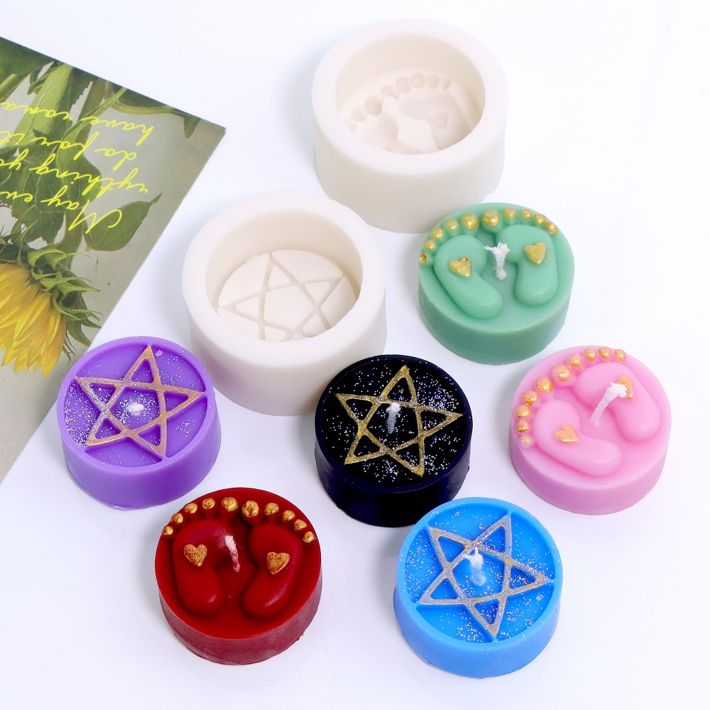 Resin Art Sculptures - 3D Exquisite Round Pentagram Silicone Candle