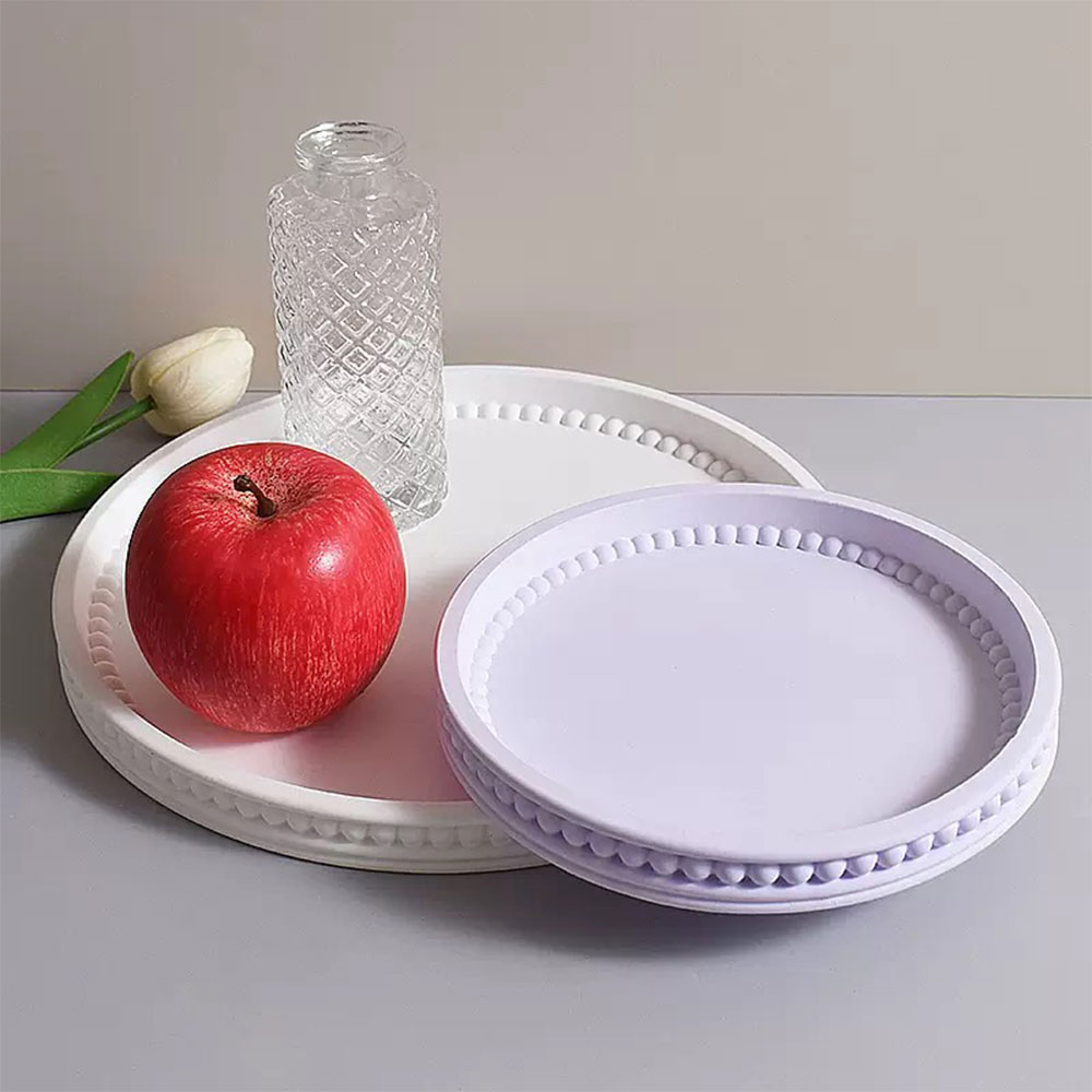 Resin Art Tray - Round Storage Tray Silicone Mold Stripe