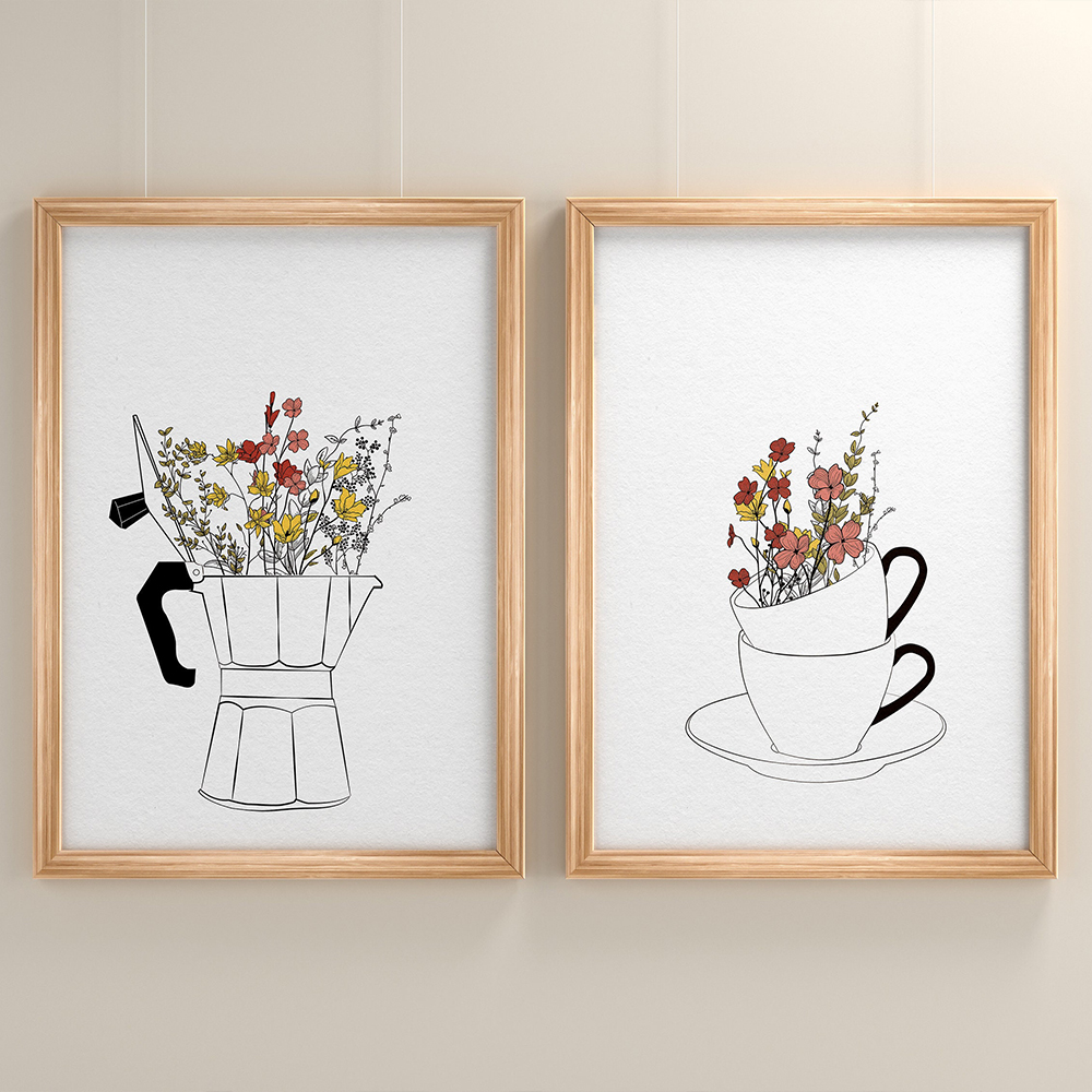 Resin Art Kitchen - Coffee Lover Diamond Painting Cups Flowers