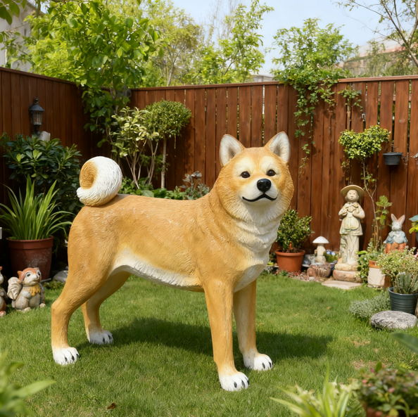 Resin Art Sculptures - Realistic Akita Inu Dog Sculpture Statue