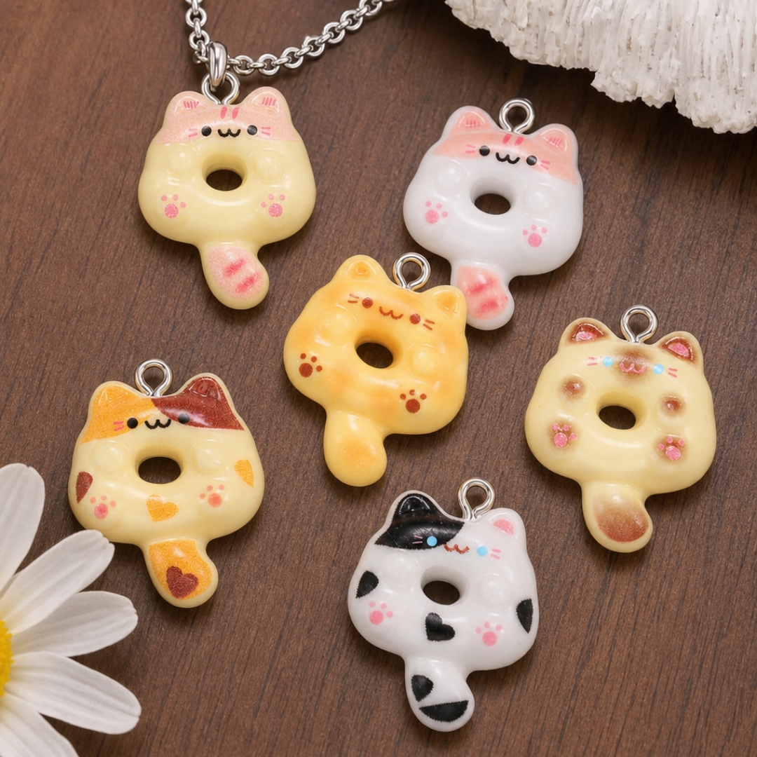 Resin Art Box - 10Pcs Kawaii Cartoon Cat Resin Charms