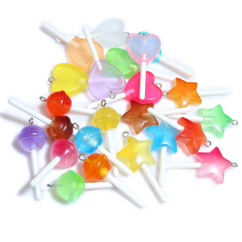 Resin Art For Sale - 10pcs Resin Pendants Shiny Round Star