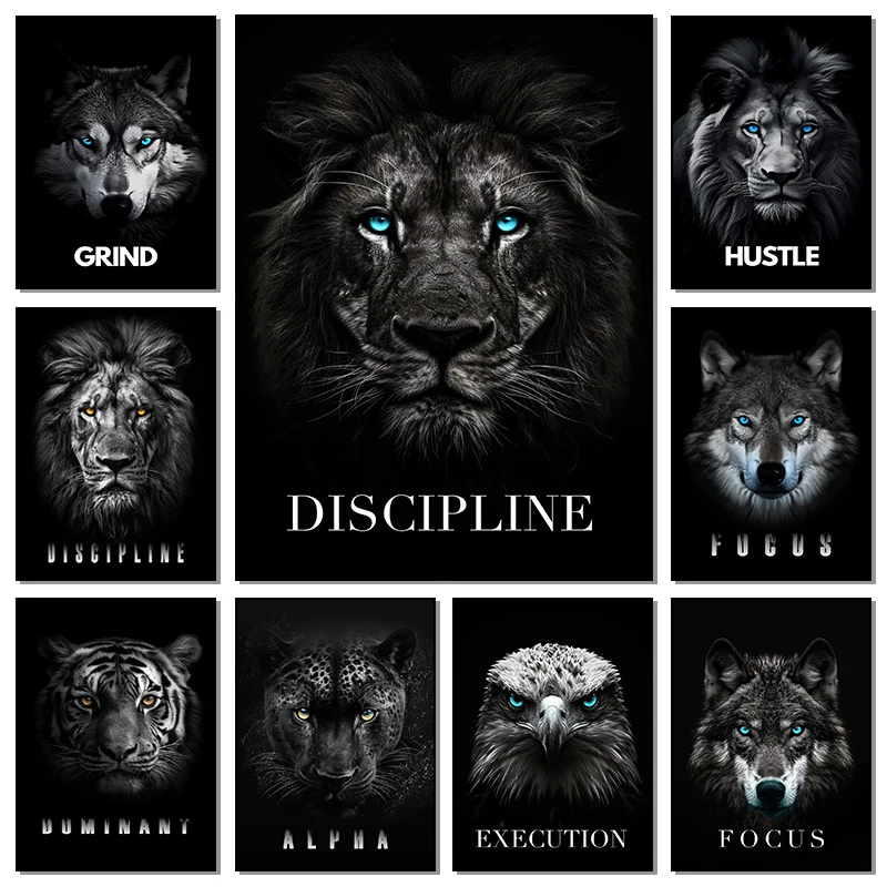 Resin Art Quotes - Animal Motivational Wall Art Lion Wolf