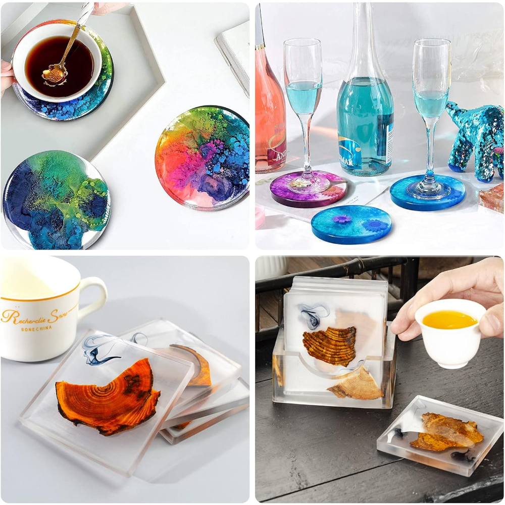 4Pcs DlY Round and Square Epox - đánh giá và giá Coaster Mold Square