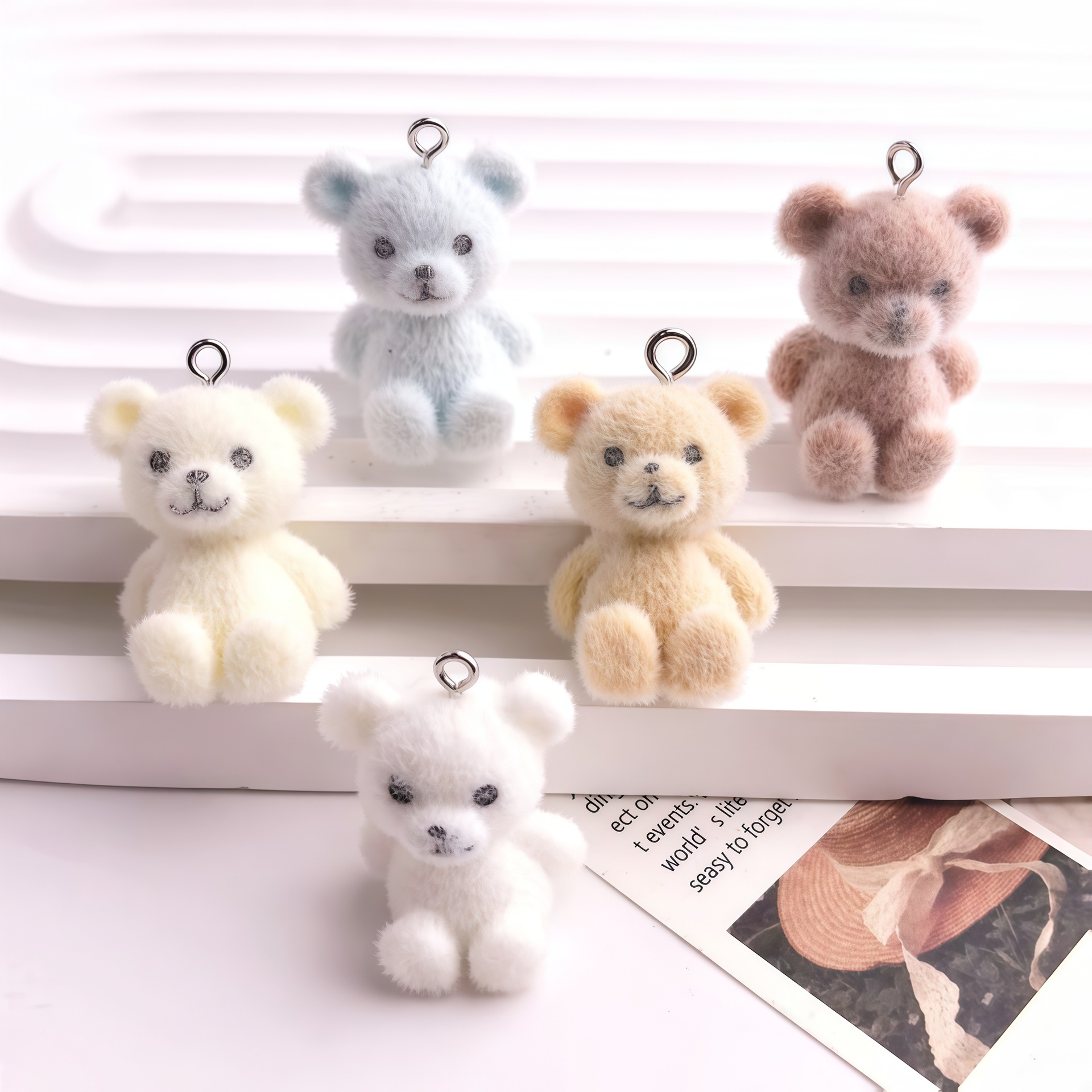 5pcs 3D Flocked Bear Resin Cha - đánh giá và giá Resin Art Box