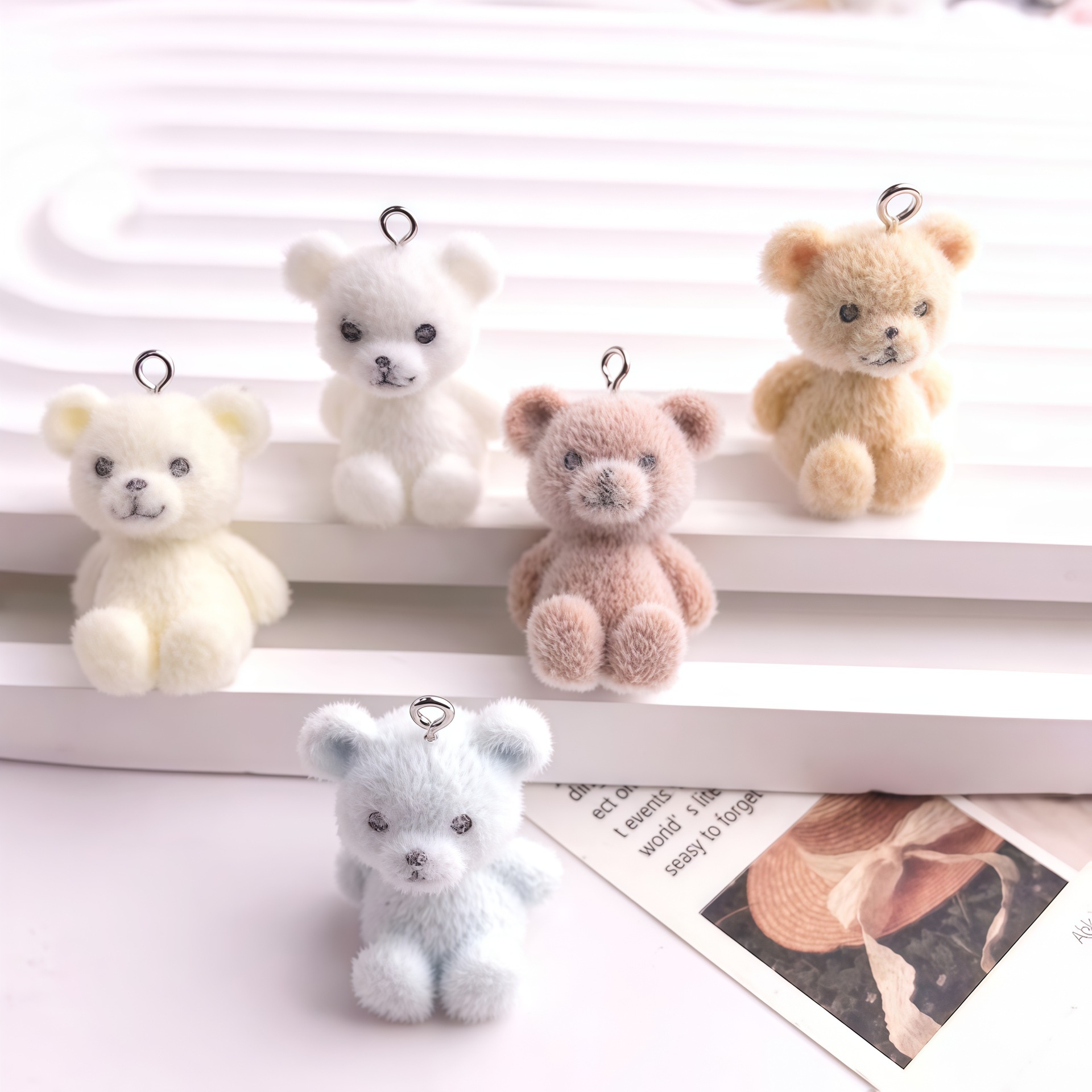 5pcs 3D Flocked Bear Resin Cha - đánh giá và giá Resin Art Box