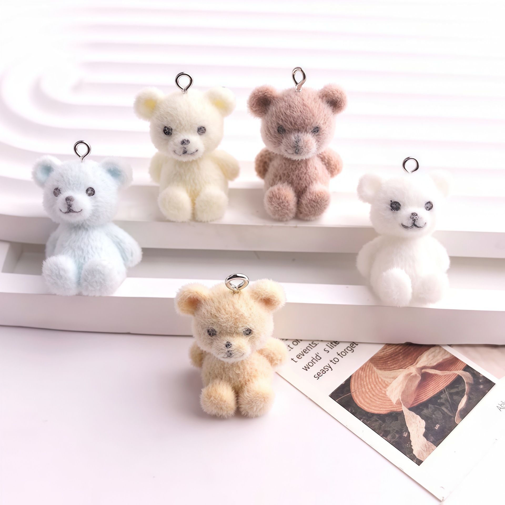 5pcs 3D Flocked Bear Resin Cha - đánh giá và giá Resin Art Box