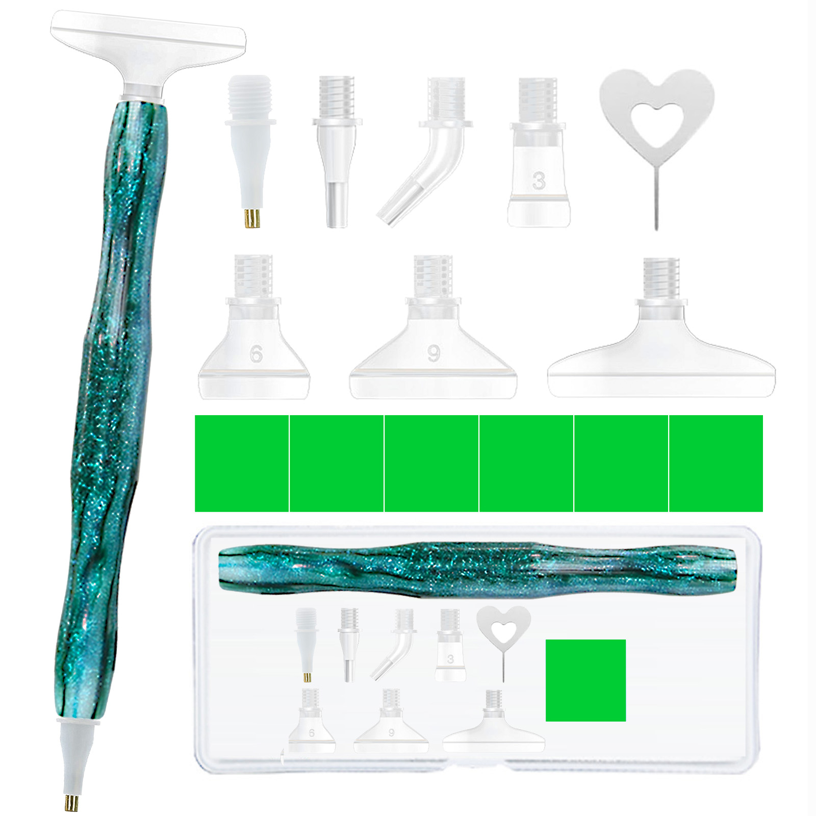 Diamond Paintbrush Set (Green) - đánh giá và giá Resin Art Diy