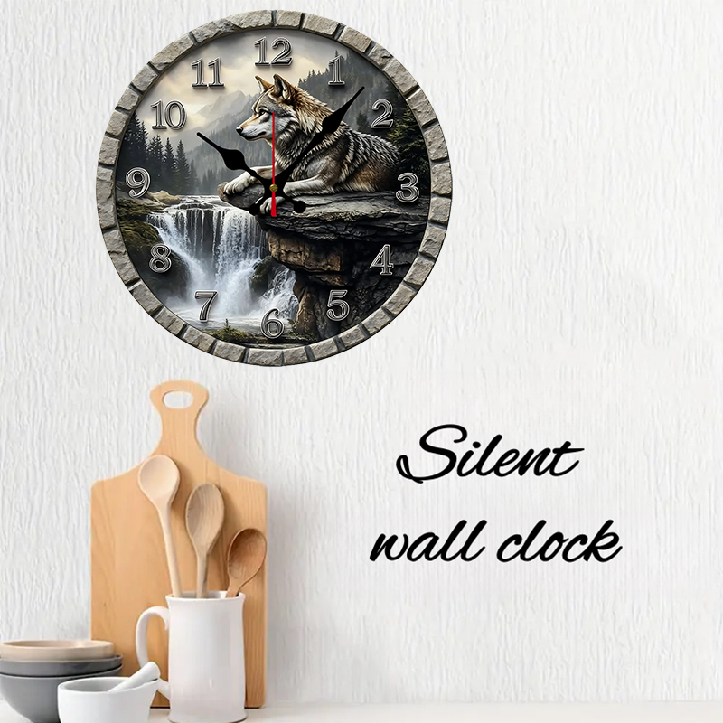 The Wolf On The Cliff Wooden R - đánh giá và giá Resin Art Wall Clock