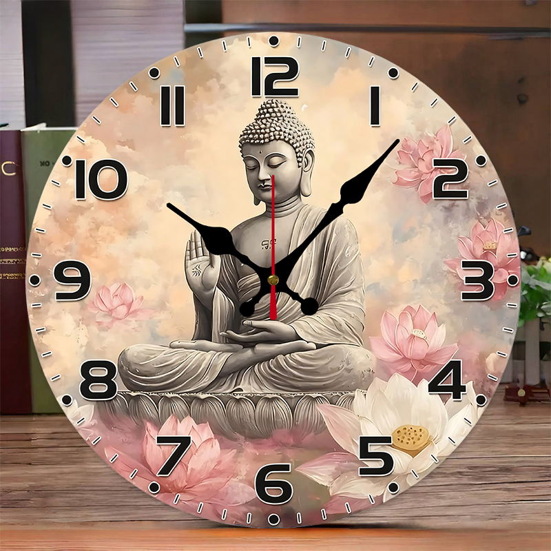 Serene Buddha Wooden Round Sil - đánh giá và giá Resin Art Wall Clock