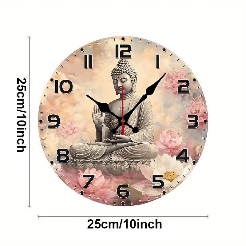 Serene Buddha Wooden Round Sil - đánh giá và giá Resin Art Wall Clock