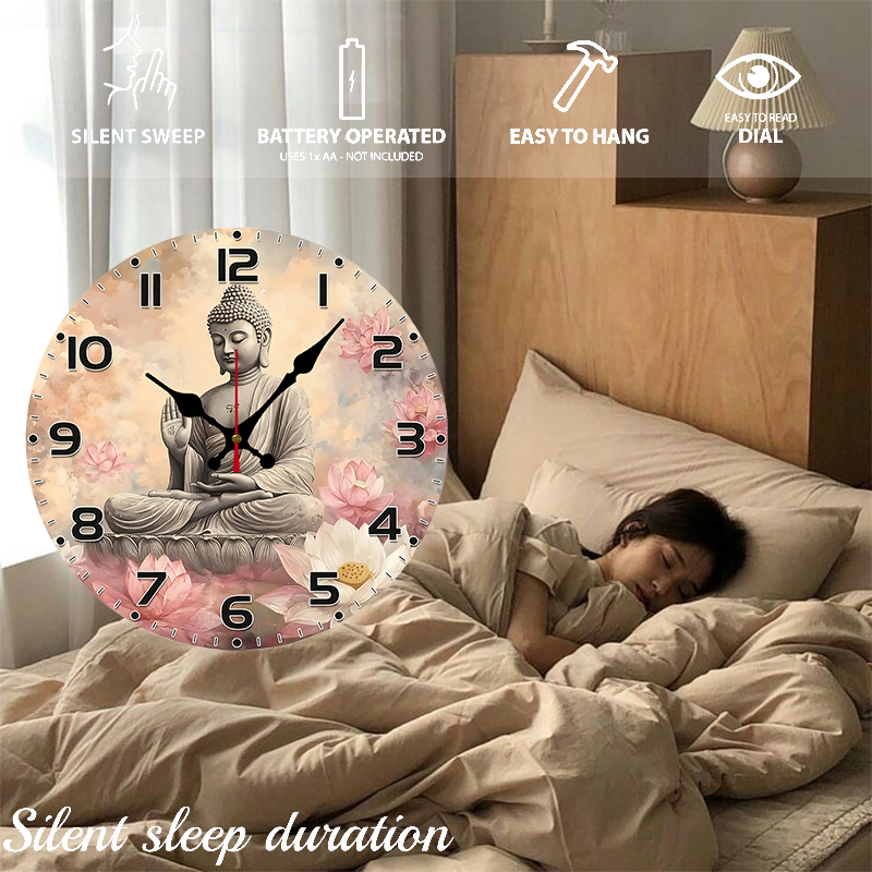 Serene Buddha Wooden Round Sil - đánh giá và giá Resin Art Wall Clock