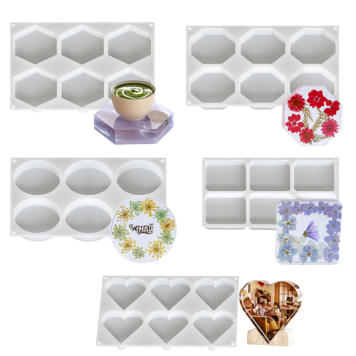 6 Holes Coaster Silicone Mold  - đánh giá và giá Resin Art Tray