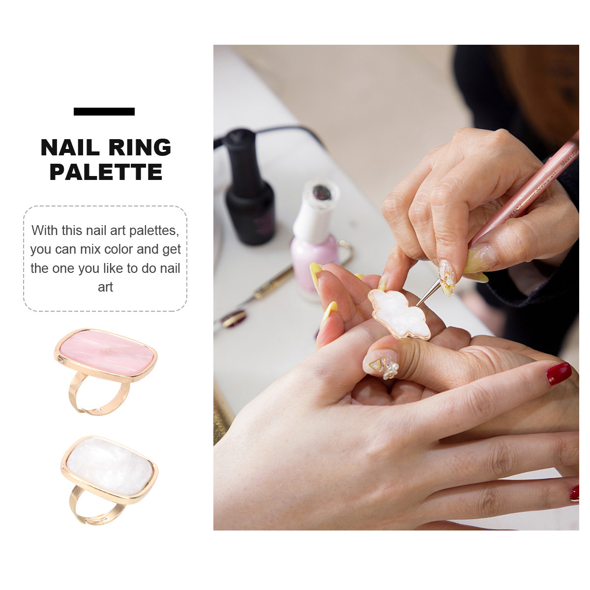 2Pcs Nail Art Finger Ring Pale - đánh giá và giá Resin Art Tray