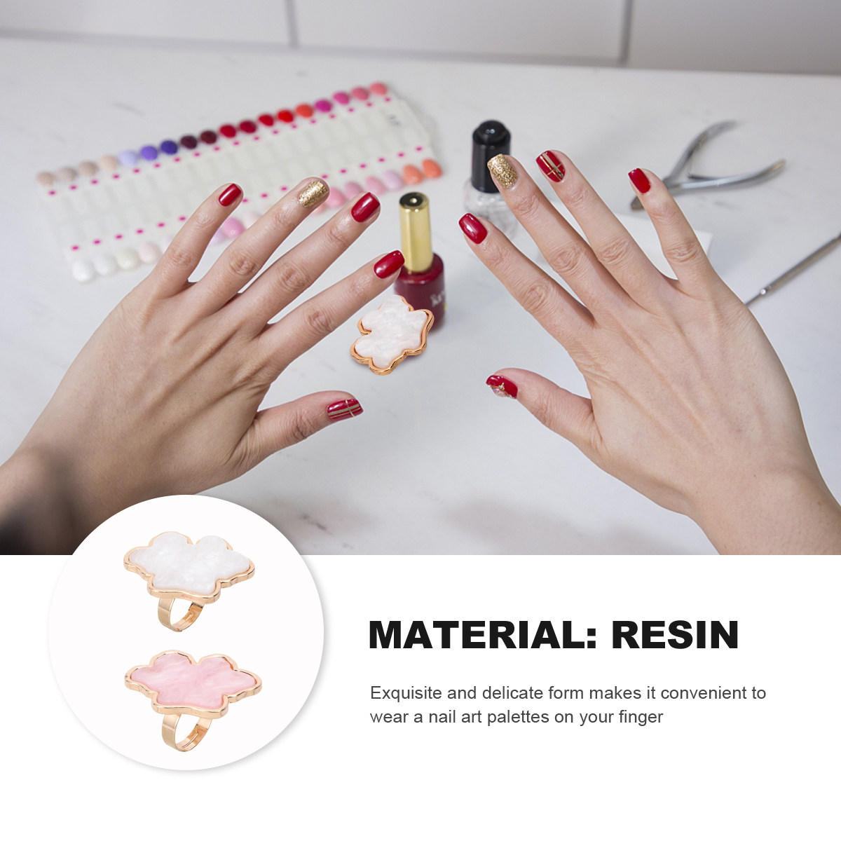2Pcs Nail Art Finger Ring Pale - đánh giá và giá Resin Art Tray