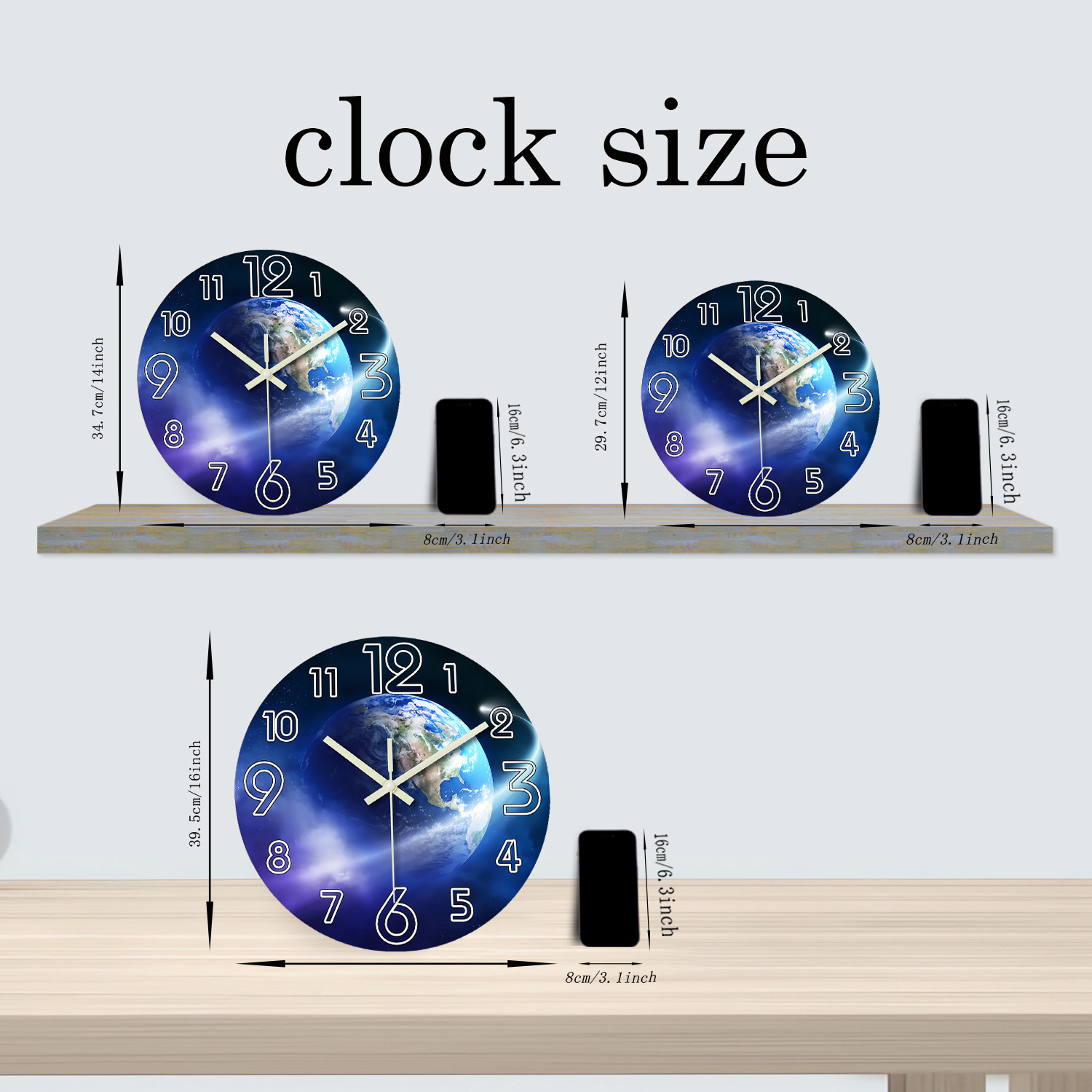 Creative Earth Luminous Wooden - đánh giá và giá Resin Art Wall Clock