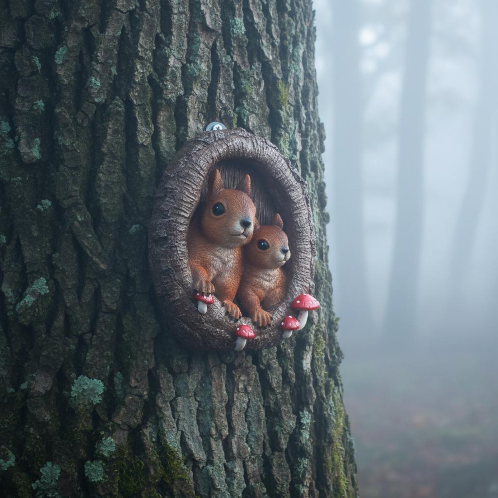 Squirrels in Tree Hollow Statu - đánh giá và giá Resin Art Sculptures