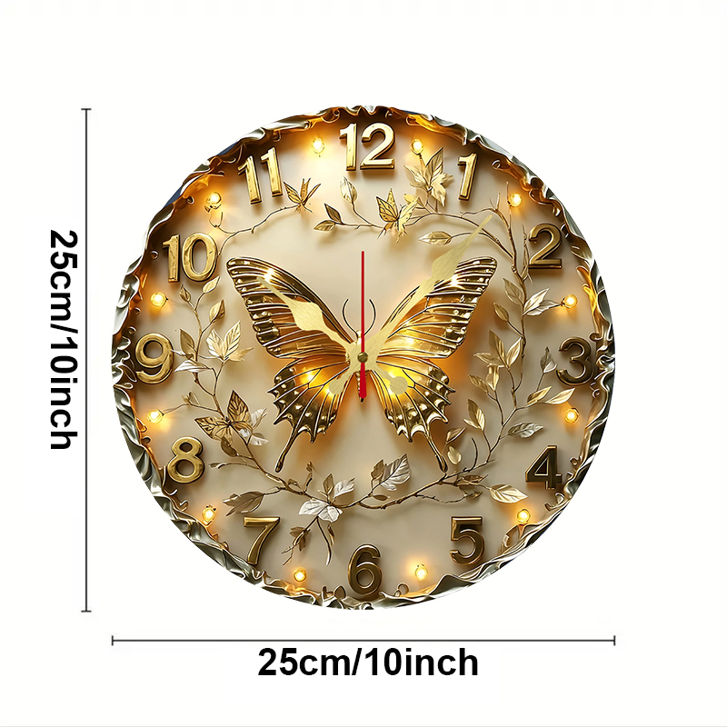 Golden Butterfly Wooden Round  - đánh giá và giá Resin Art Wall Clock