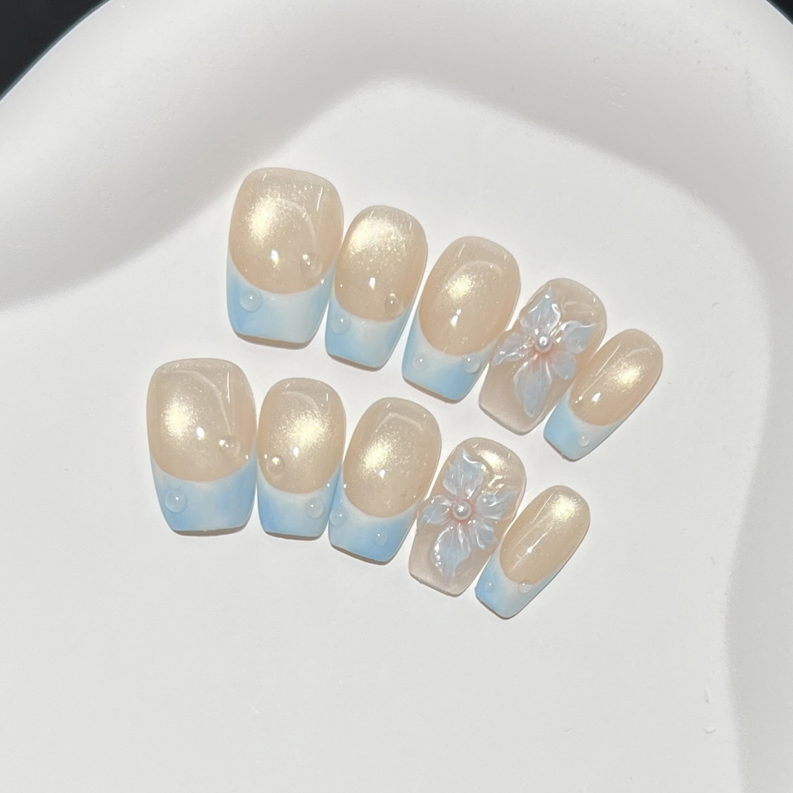 10pcs French Blue Glossy Flora - đánh giá và giá Resin Art Diy