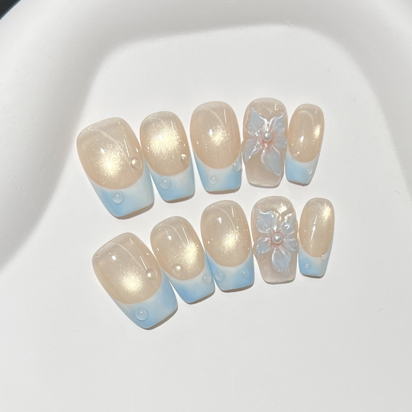 10pcs French Blue Glossy Flora - đánh giá và giá Resin Art Diy