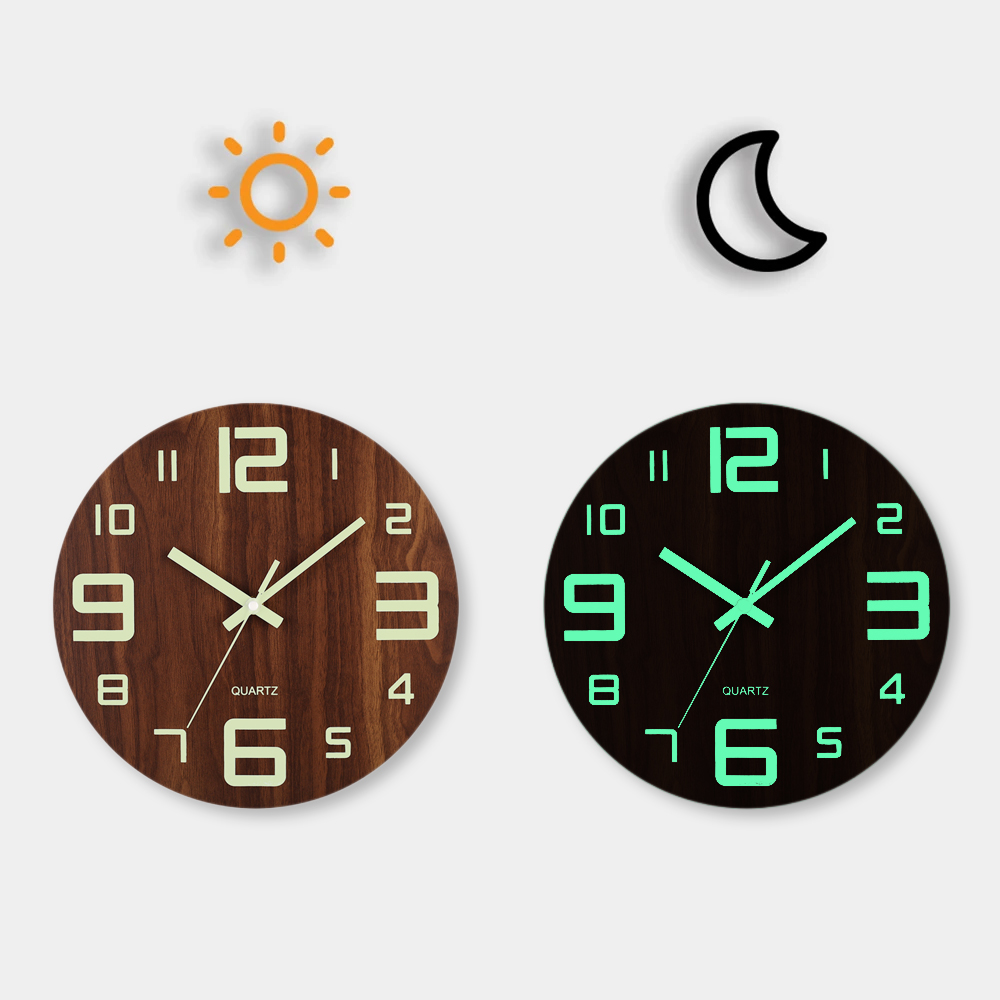 12 Inch Luminous Wall Clock Wo - đánh giá và giá Resin Art Wall Clock