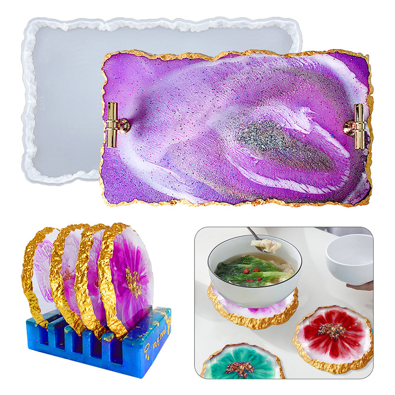 DM413 Drusy Coaster Resin Mold - đánh giá và giá Resin Art Tray