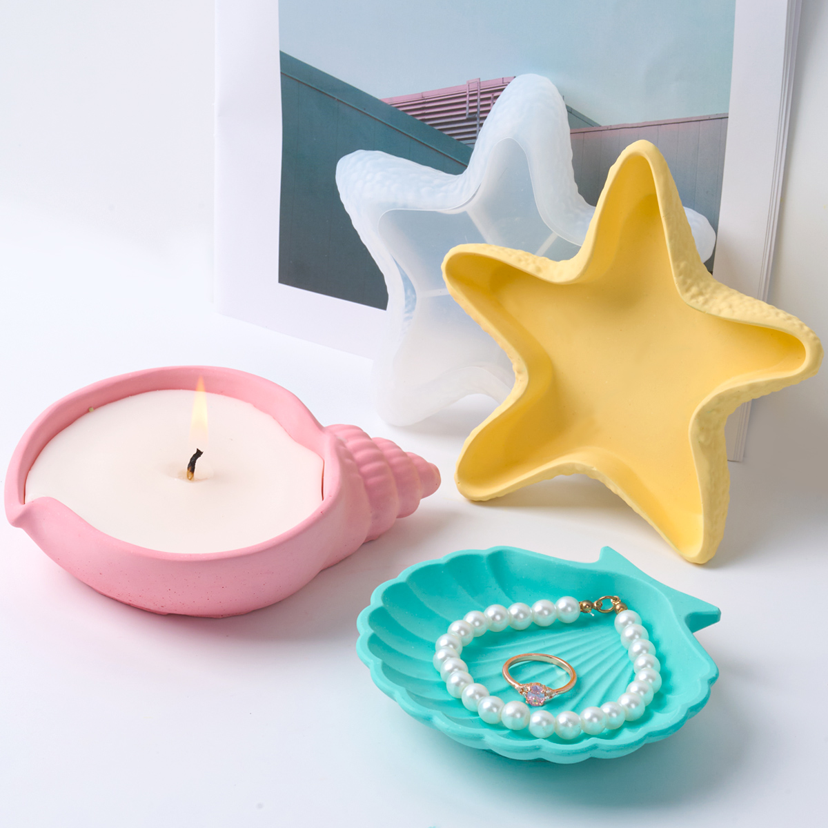 DIY Concrete Starfish Starage  - đánh giá và giá Coaster Mold Square