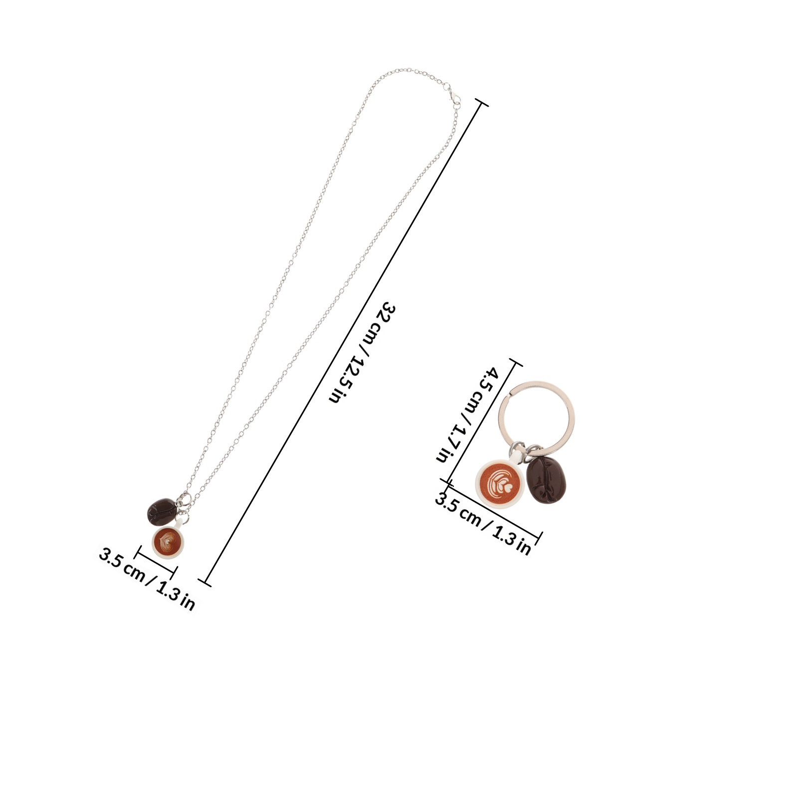 Coffee Bean Shaped Heart Penda - đánh giá và giá Resin Art Design Keychain