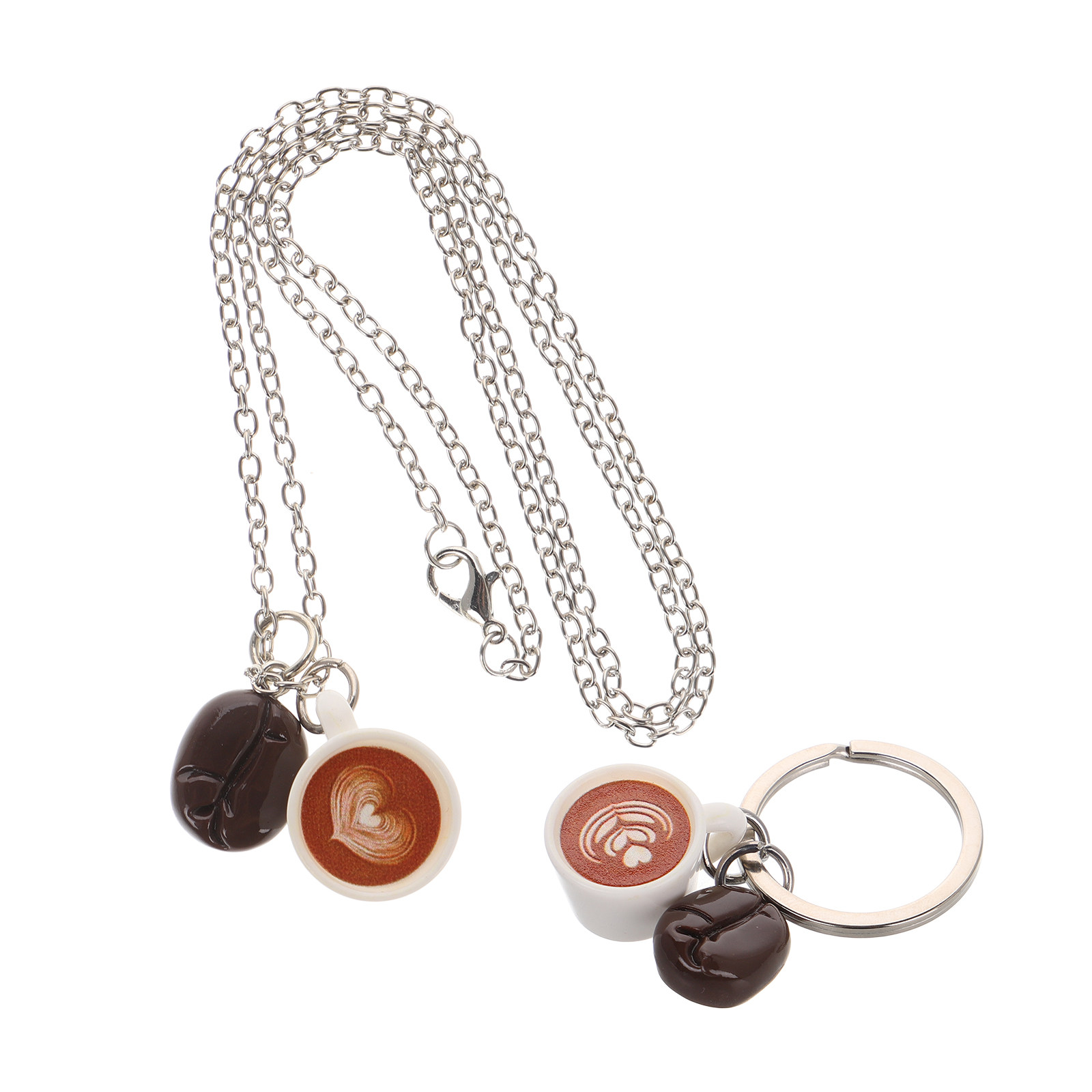 Coffee Bean Shaped Heart Penda - đánh giá và giá Resin Art Design Keychain