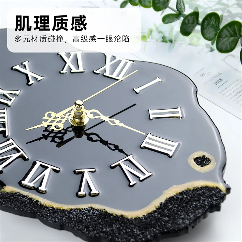 Black Crystal Chip Gold Edged  - đánh giá và giá Resin Art Wall Clock