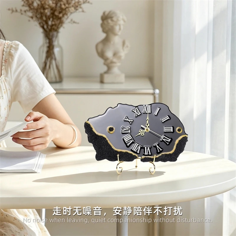 Black Crystal Chip Gold Edged  - đánh giá và giá Resin Art Wall Clock