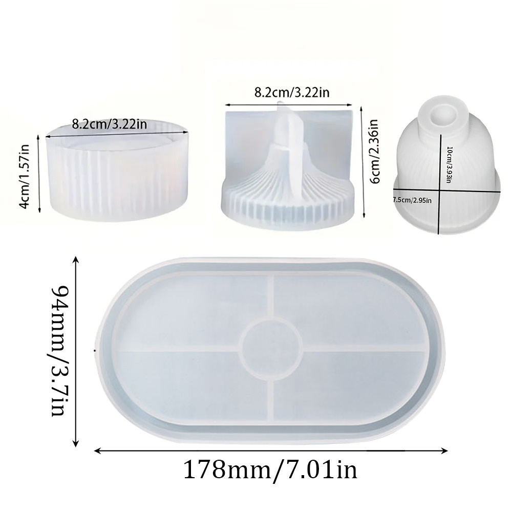 4pcs Silicone Molds Oval Tray  - đánh giá và giá Resin Art Tray