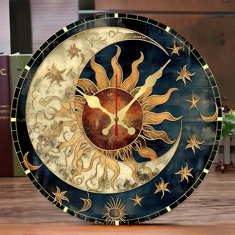 Sun & Moon Celestial Wooden Ro - đánh giá và giá Resin Art Wall Clock