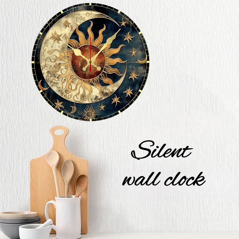 Sun & Moon Celestial Wooden Ro - đánh giá và giá Resin Art Wall Clock