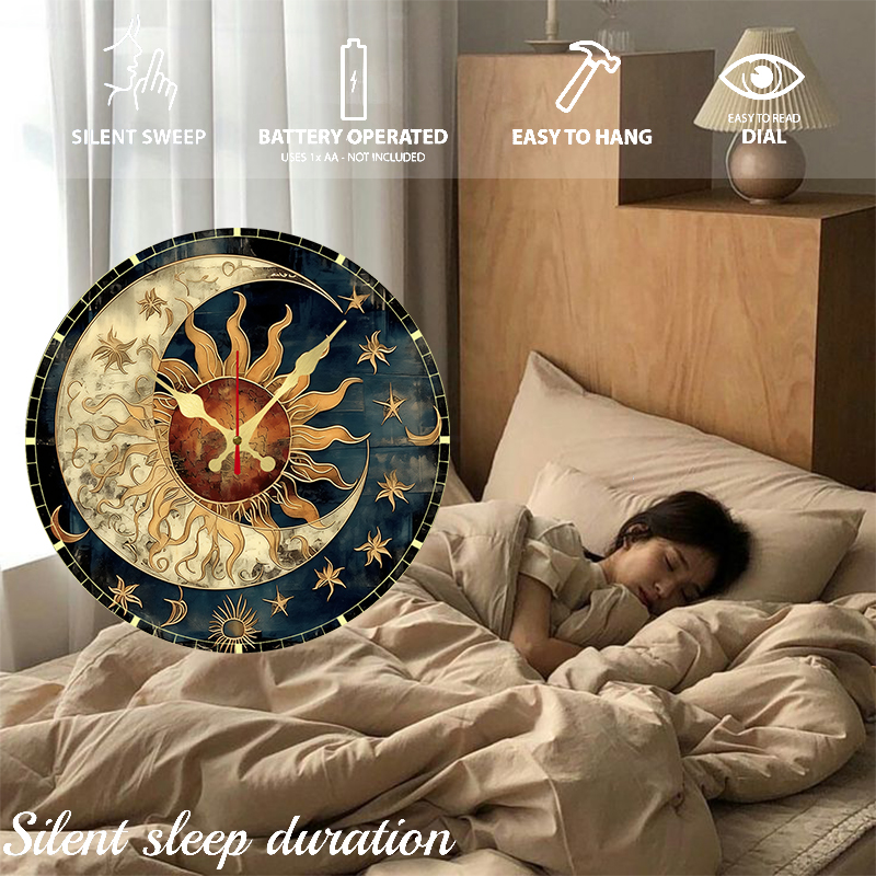 Sun & Moon Celestial Wooden Ro - đánh giá và giá Resin Art Wall Clock