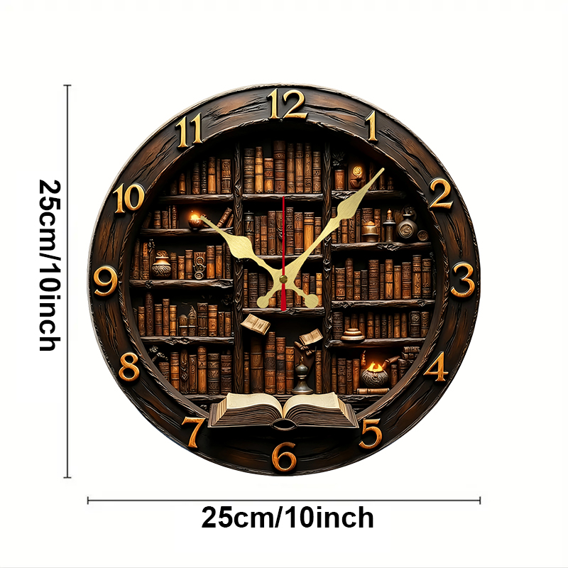 Library Nook Style Wooden Roun - đánh giá và giá Resin Art Wall Clock