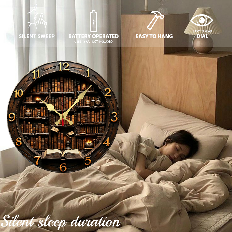 Library Nook Style Wooden Roun - đánh giá và giá Resin Art Wall Clock