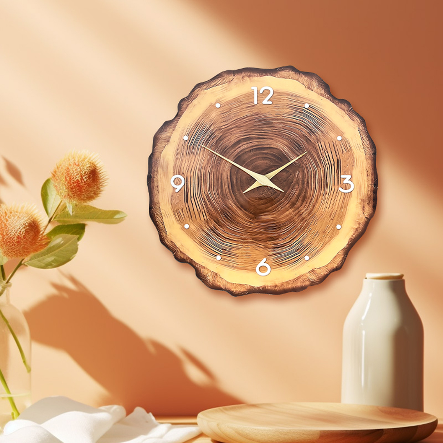 1pc wooden ring veneer wall cl - đánh giá và giá Resin Art Wall Clock