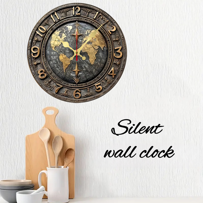2D Vintage World Map Wooden Ro - đánh giá và giá Resin Art Wall Clock