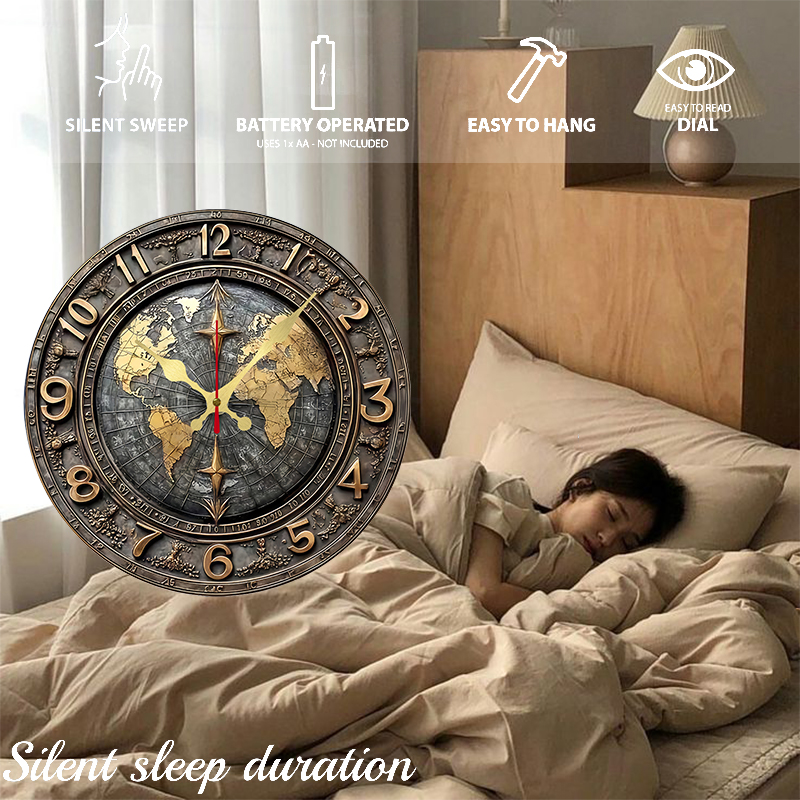 2D Vintage World Map Wooden Ro - đánh giá và giá Resin Art Wall Clock
