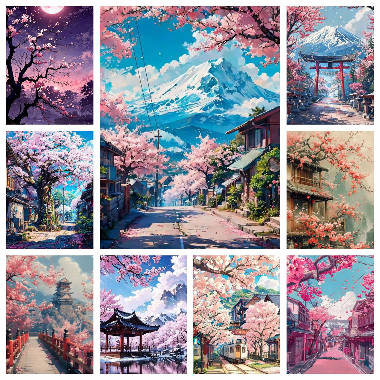1PC frameless Japanese Cherry  - đánh giá và giá Resin Art Sticker