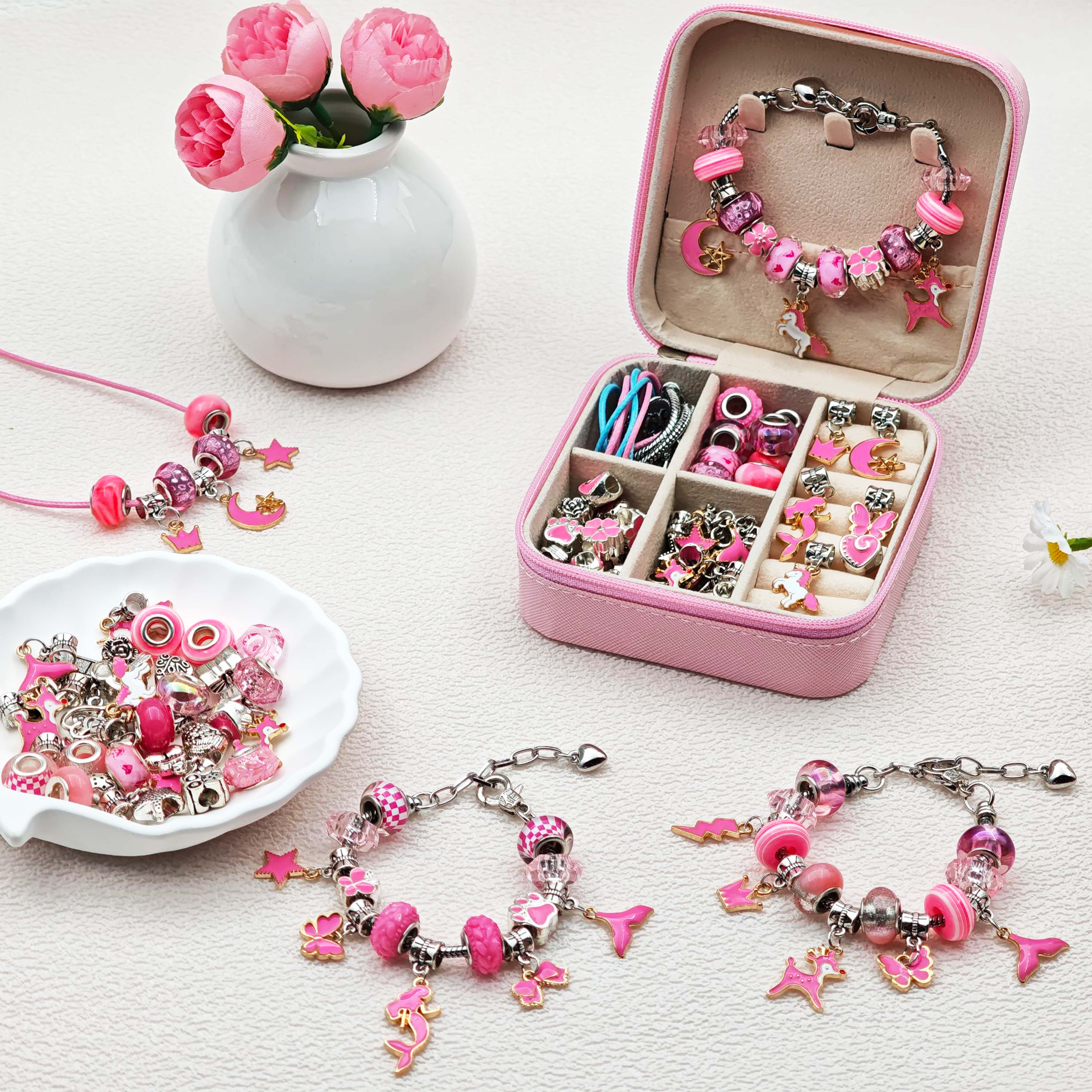 68pcs pink beaded jewelry set, - đánh giá và giá Resin Art Box