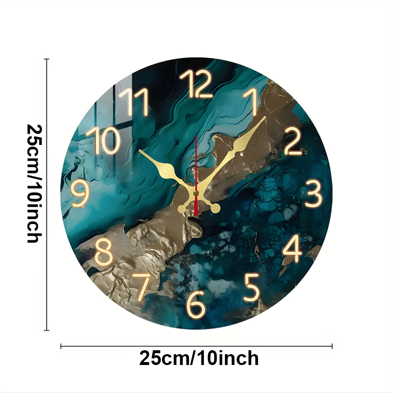 Green Marble Wooden Round Sile - đánh giá và giá Resin Art Wall Clock